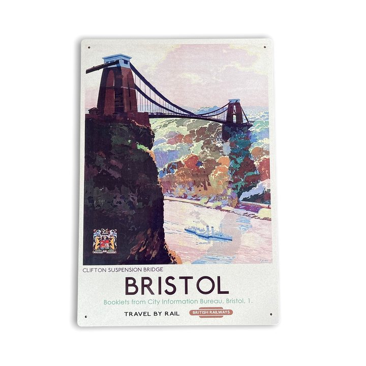 Vintage Metal Sign - British Railways Retro Advertising, Bristol Clifton Suspension Bridge-0