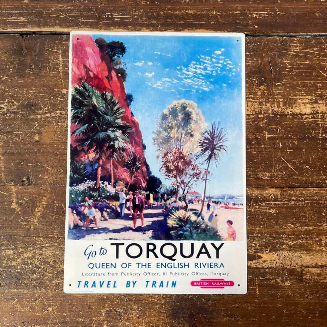 Vintage Metal Sign - British Railways Retro Advertising, Torquay Queen Of The English Riviera-2