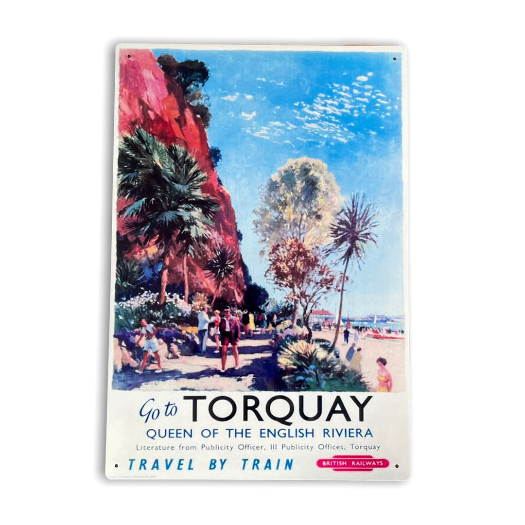 Vintage Metal Sign - British Railways Retro Advertising, Torquay Queen Of The English Riviera-0