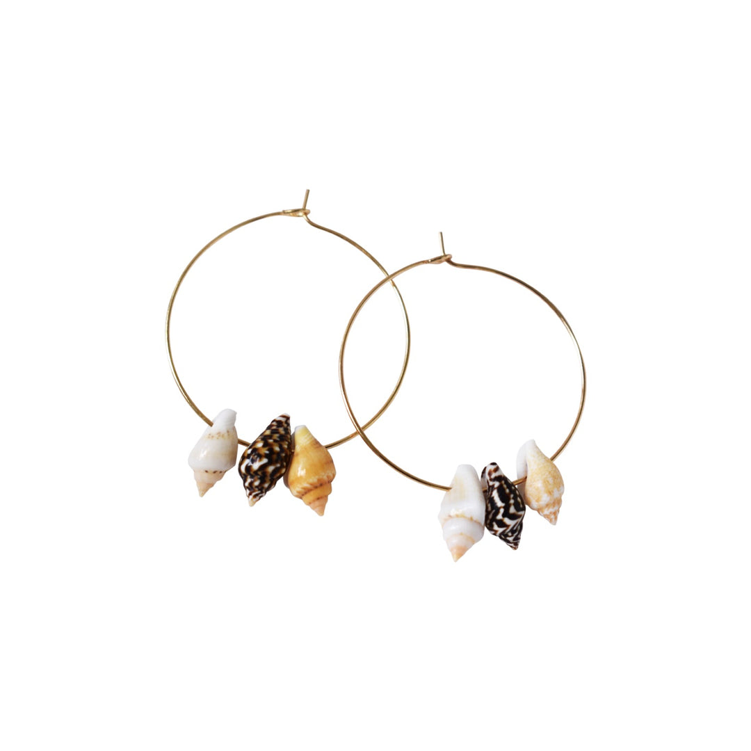 Triple Mini Shell Gold Hoop Earrings | by Ifemi Jewels-3