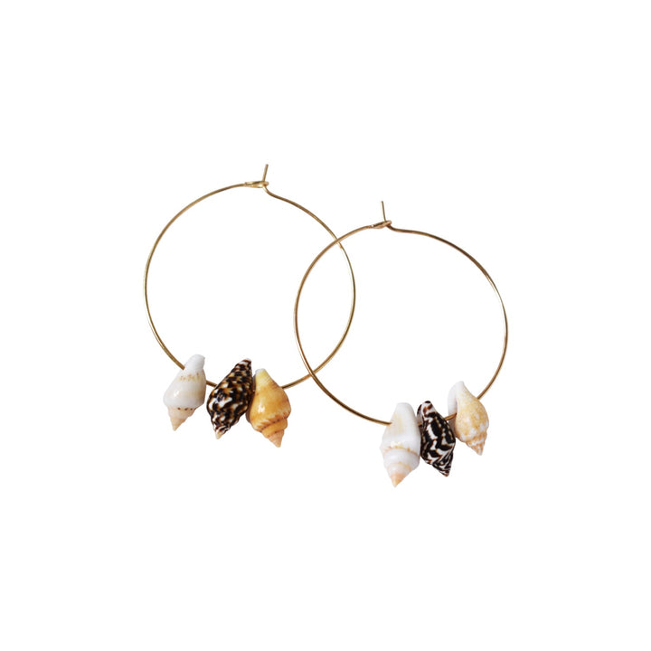 Triple Mini Shell Gold Hoop Earrings | by Ifemi Jewels-3