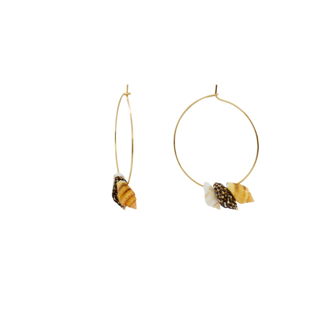 Triple Mini Shell Gold Hoop Earrings | by Ifemi Jewels-1