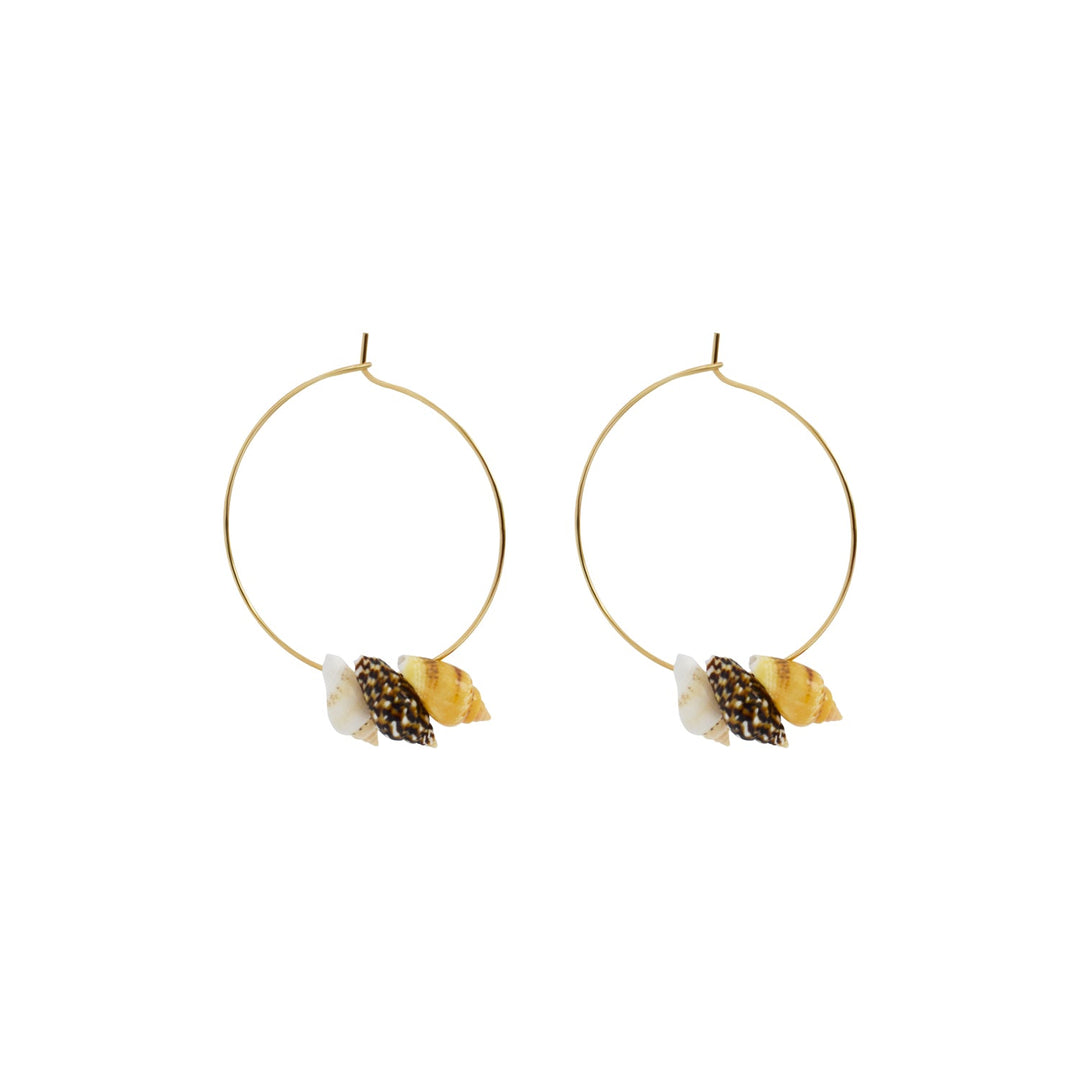 Triple Mini Shell Gold Hoop Earrings | by Ifemi Jewels-0