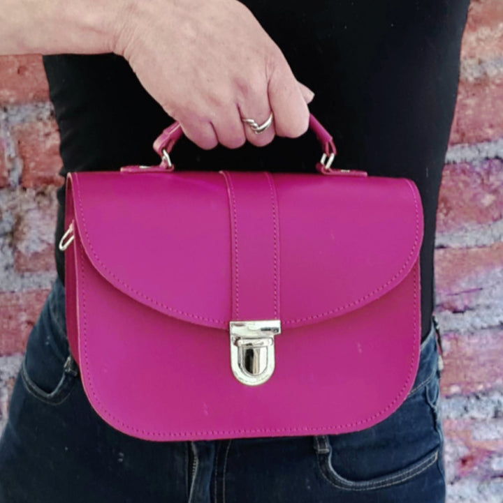 Olympia Handmade Leather Bag - Magenta-2