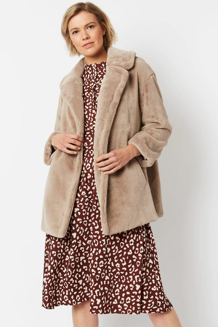 Mocha Faux Fur Midi Coat-2