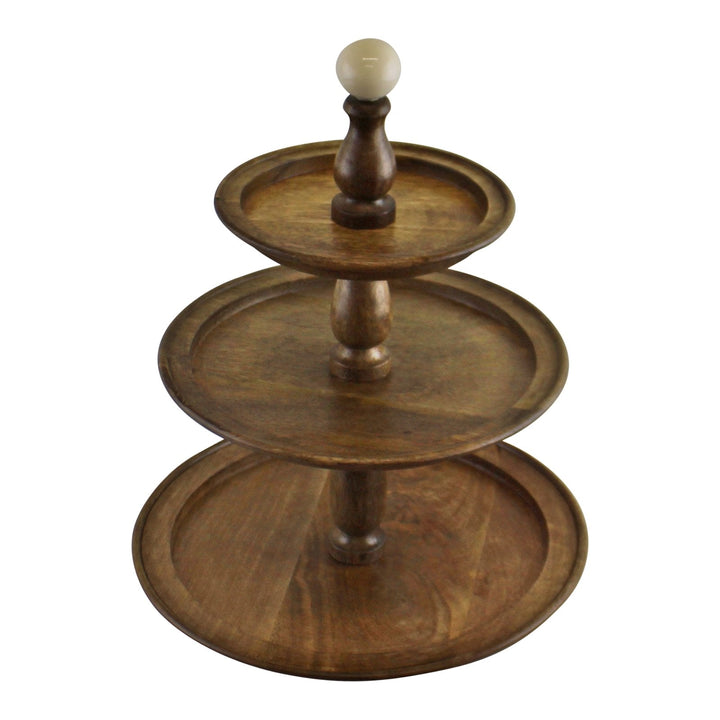 Country Cottage 3 Tier Mango Wood Cake Stand-2