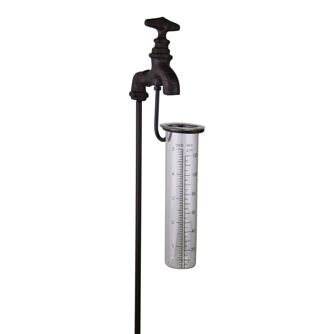 Cast Iron and Glass Garden Rain Gauge, Outside Tap-2