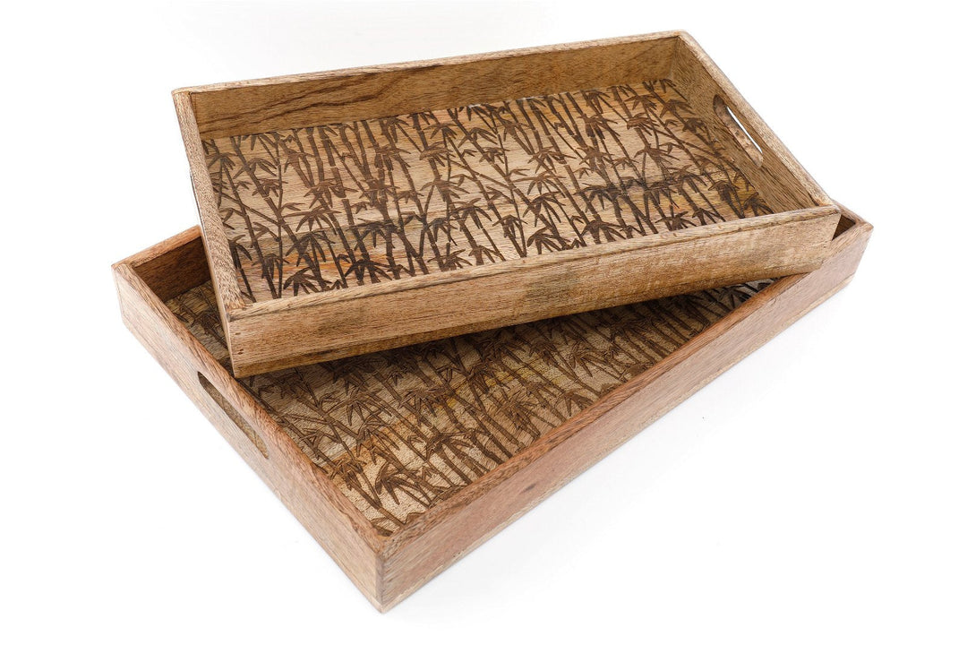 Bamboo Wooden Trays Set of Two-0