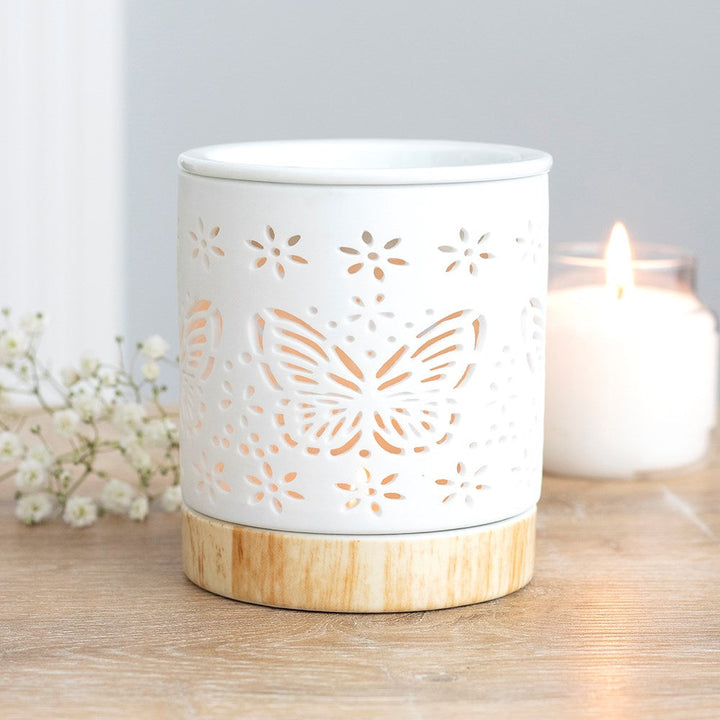 White Butterfly Design Oil & Wax Melt Burner-0