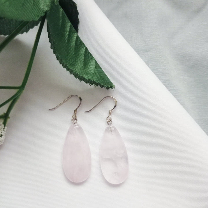 Rose Quartz Sterling Silver Earrings, Rose Quartz Earrings, Rose Quartz Drop Earrings | by nlanlaVictory-0