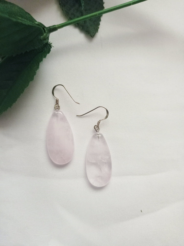 Rose Quartz Sterling Silver Earrings, Rose Quartz Earrings, Rose Quartz Drop Earrings | by nlanlaVictory-3