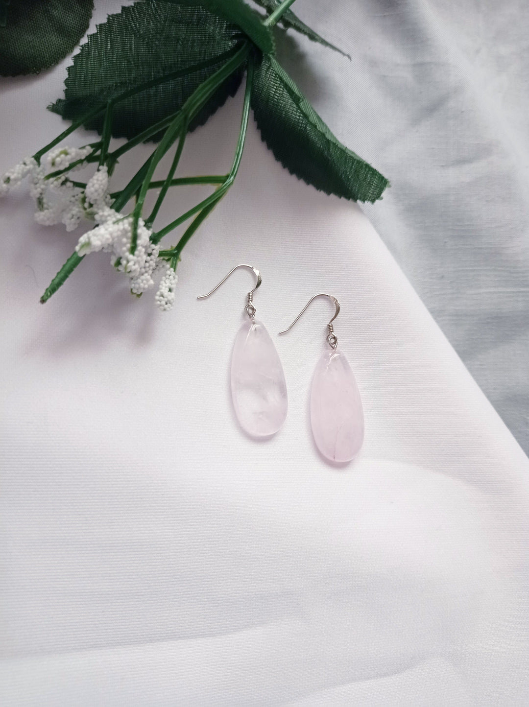 Rose Quartz Sterling Silver Earrings, Rose Quartz Earrings, Rose Quartz Drop Earrings | by nlanlaVictory-2