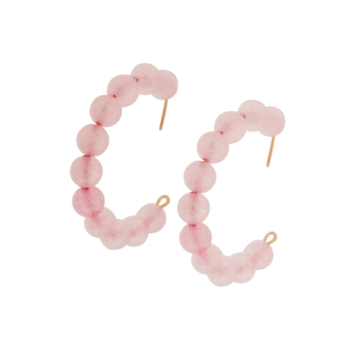 Rose quartz beaded hoop earrings | by Ifemi Jewels-0