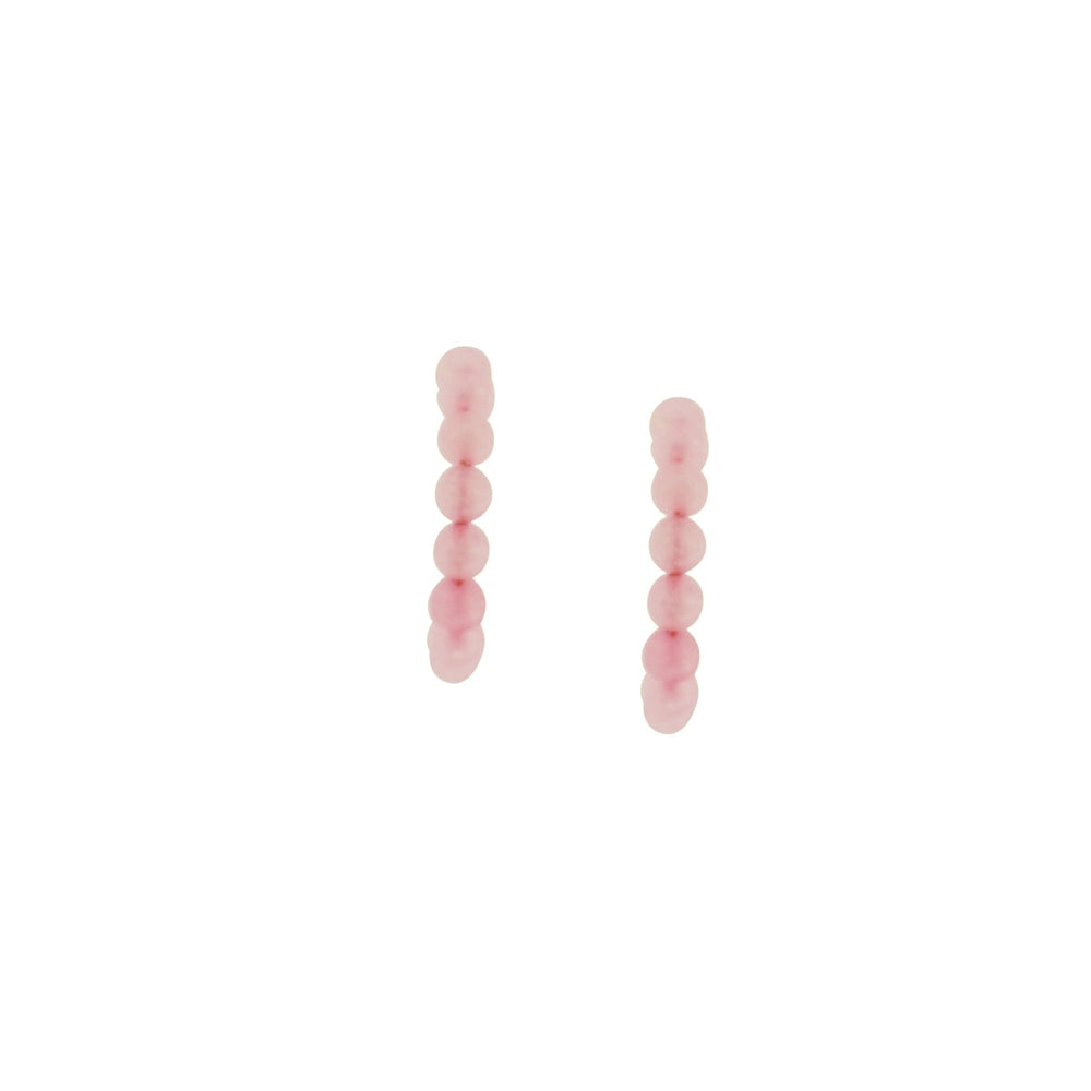 Rose quartz beaded hoop earrings | by Ifemi Jewels-1