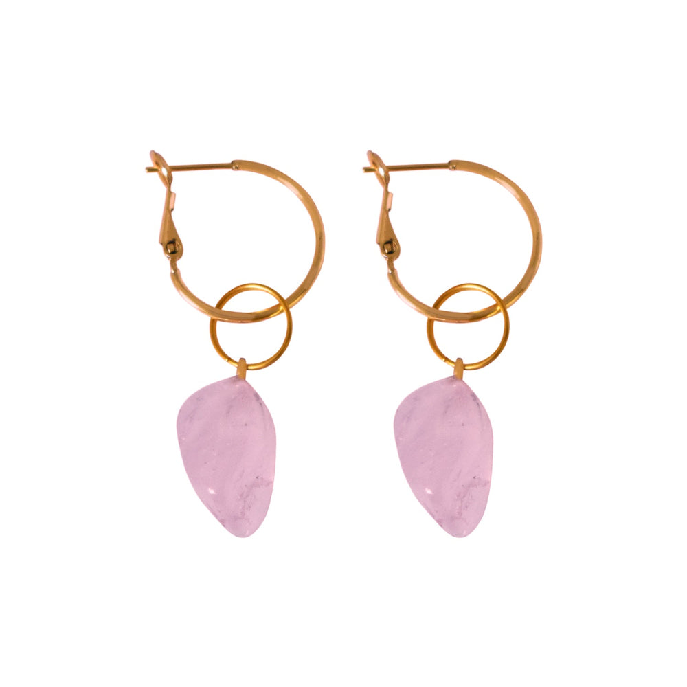 Rose Quartz Leverback hoop earrings | by Ifemi Jewels-1