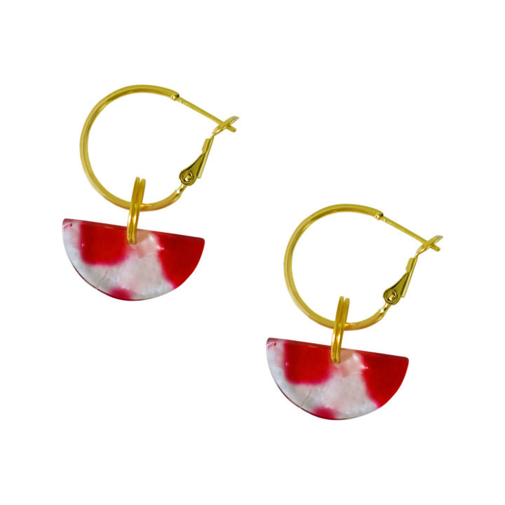 Red Semi Circle Acrylic Hoop earrings | by Ifemi Jewels-0