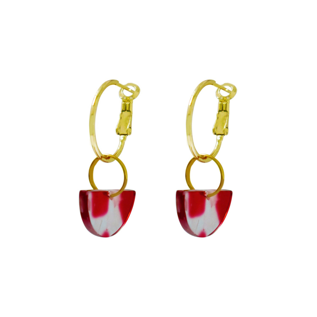 Red Semi Circle Acrylic Hoop earrings | by Ifemi Jewels-2