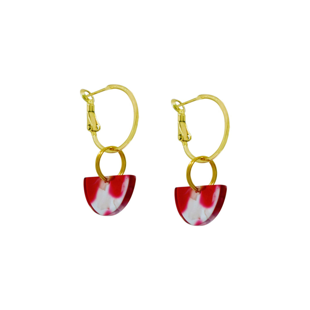 Red Semi Circle Acrylic Hoop earrings | by Ifemi Jewels-1