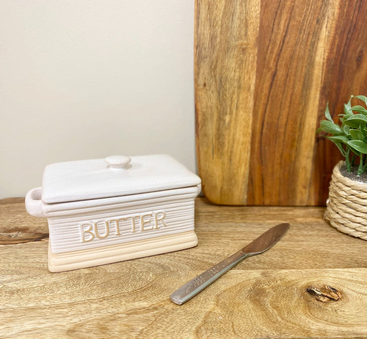 Natural Ceramic Butter Dish 19cm-3