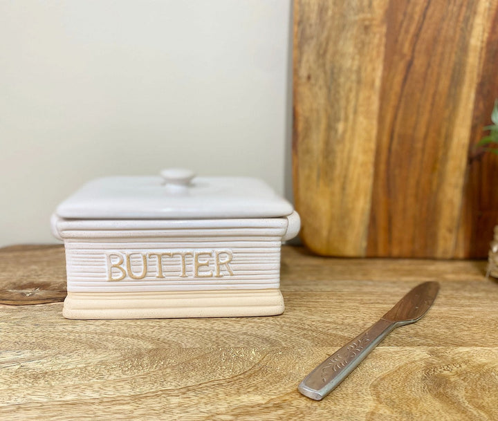 Natural Ceramic Butter Dish 19cm-1