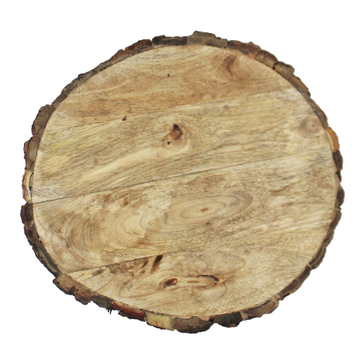 Round Wooden Bark Design Chopping/Serving Board, 30cm.-2