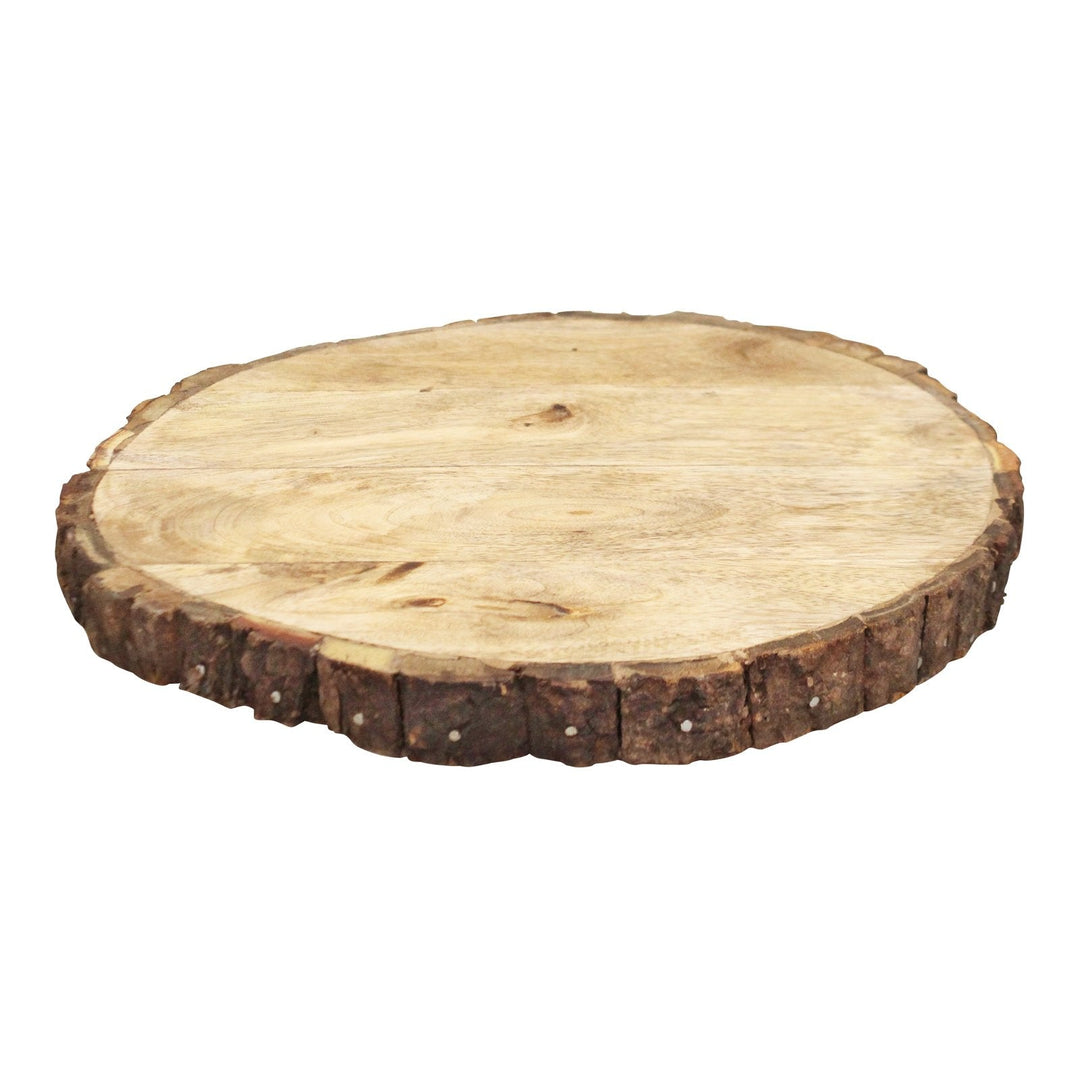 Round Wooden Bark Design Chopping/Serving Board, - Main Image