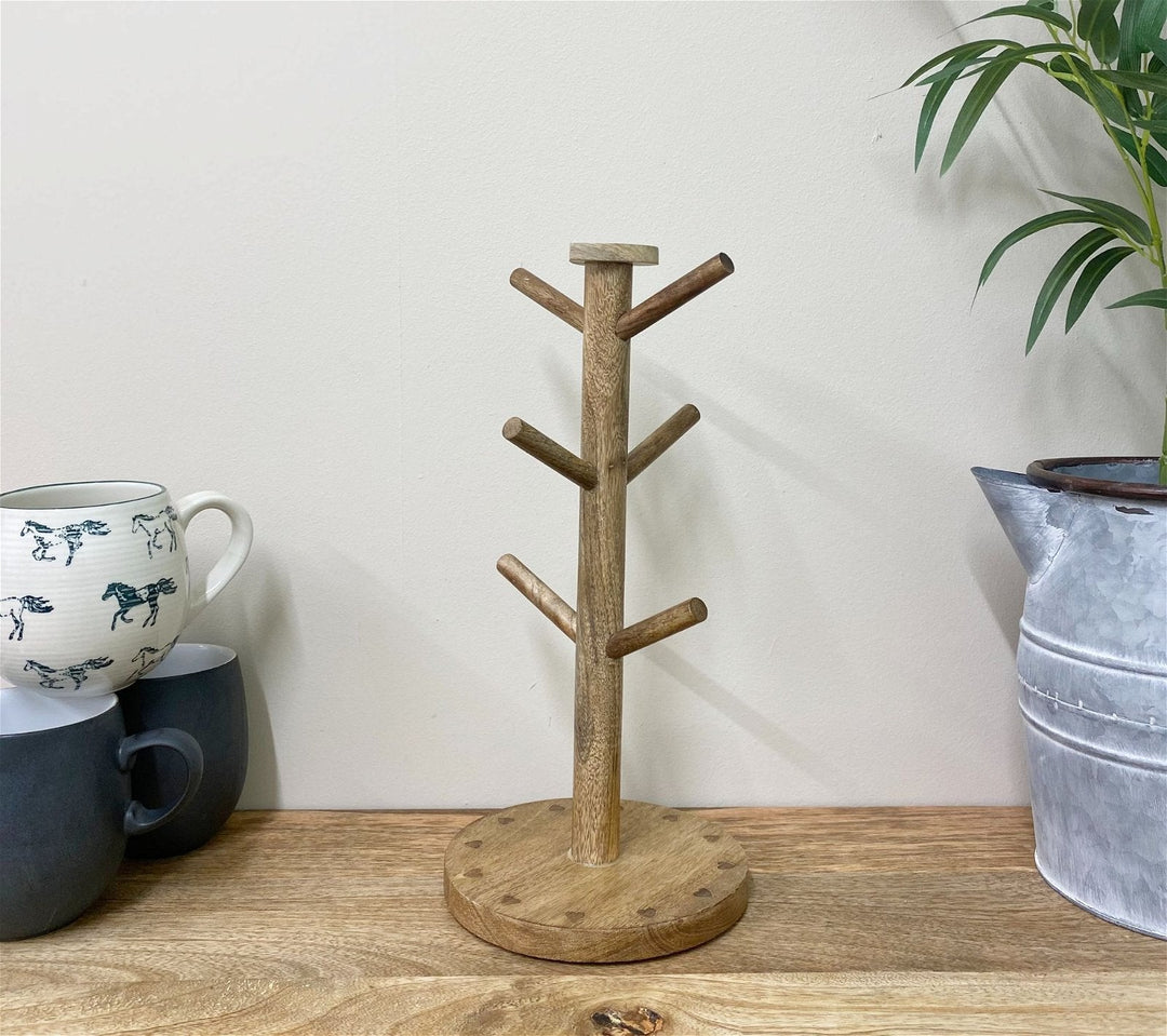 Mango Wood Heart Mug Tree-1