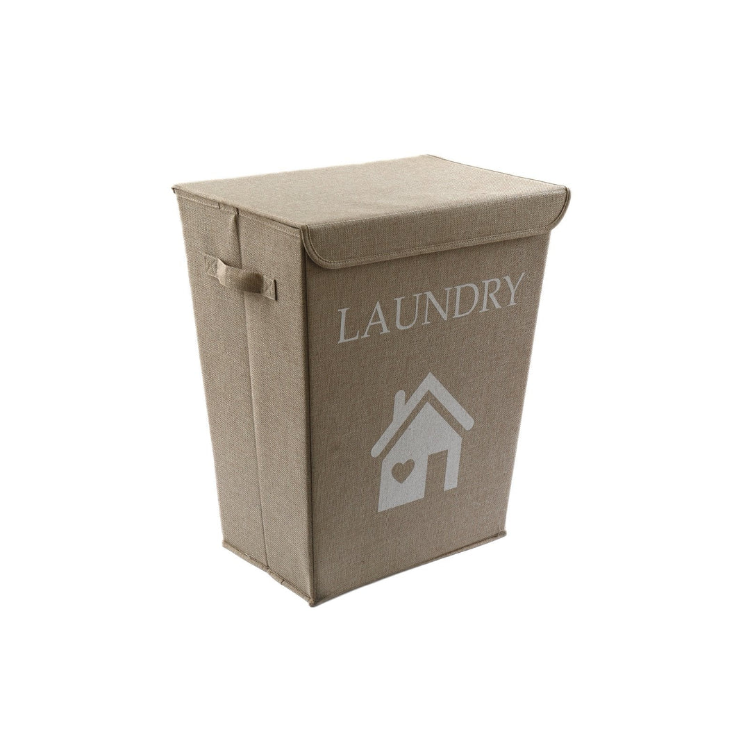 Natural Jute Fabric Laundry Basket 50cm-0