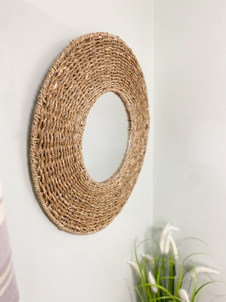 Natural Seagrass Mirror 50cm-2