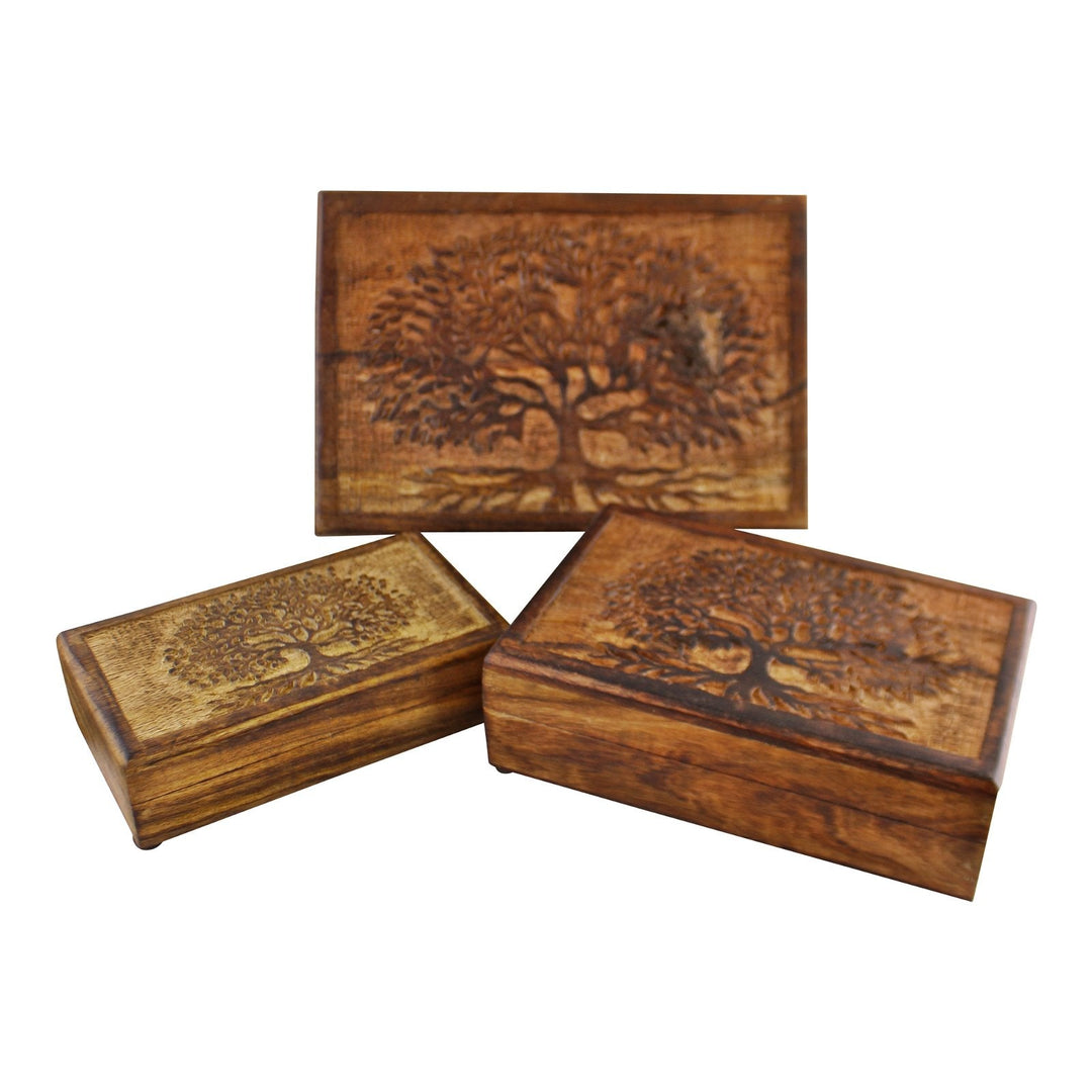 Set Of 3 Tree Of Life Wooden Boxes-0