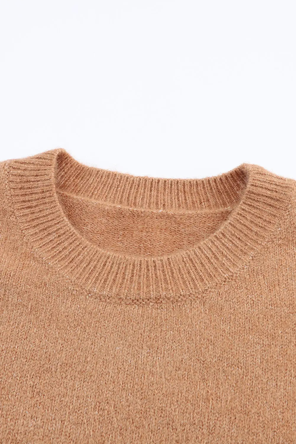 Brown Color Block Striped Ribbed Knit Sweater-10