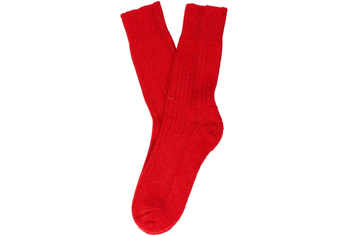 Lily Ella Collection classic red knit socks, comfortable ribbed texture, essential women's hosiery, vibrant scarlet color.