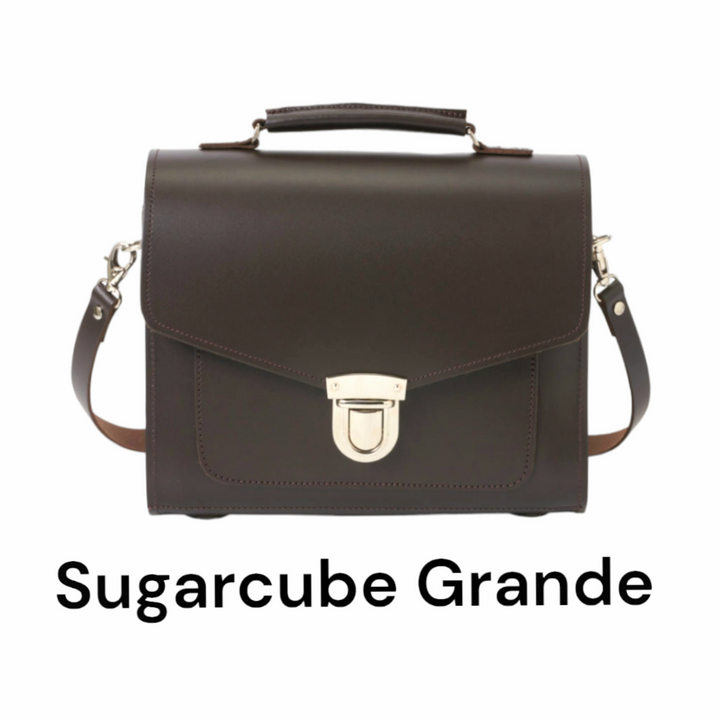 Handmade Leather Sugarcube Handbag - Dark Brown-4