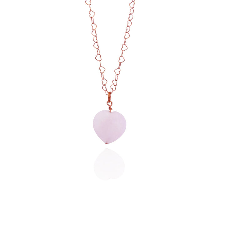 Rose Quartz Rose Gold Vermeil Necklace, Heart Shaped Necklace, Bloom Collection | by nlanlaVictory-0