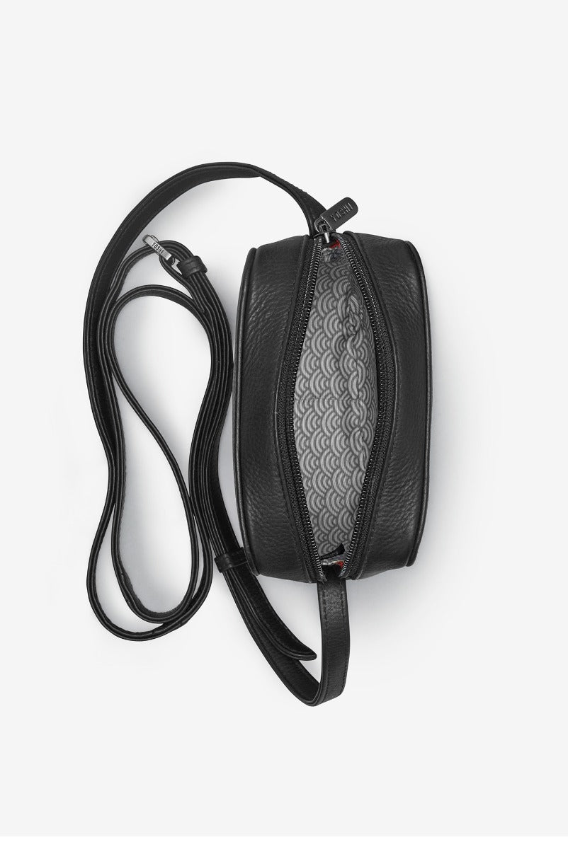 Lily Ella Collection black crossbody bag with textured design and adjustable strap for stylish women's fashion accessories.