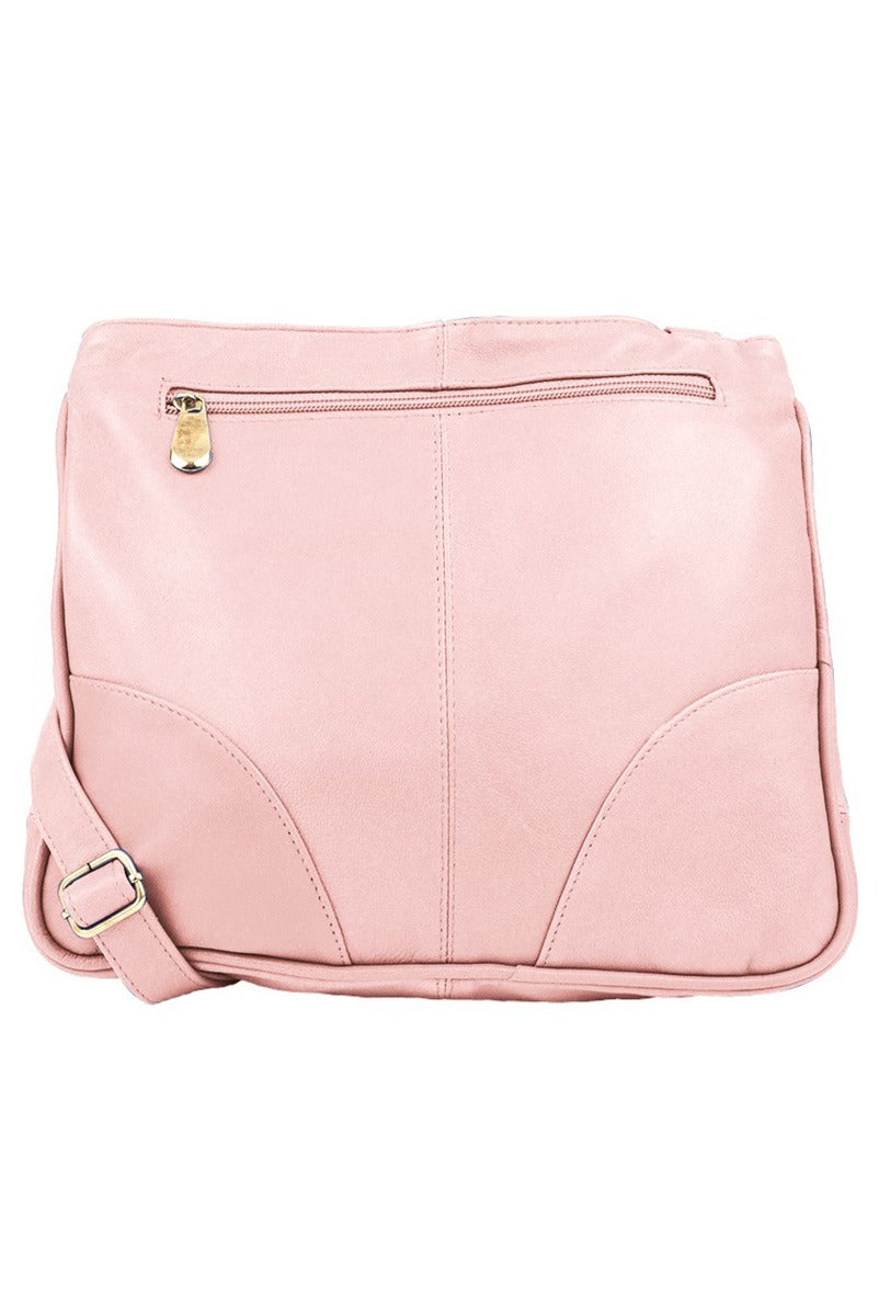 Lily Ella Collection pink crossbody bag with gold-tone hardware accents, stylish women's fashion accessory, elegant shoulder strap purse