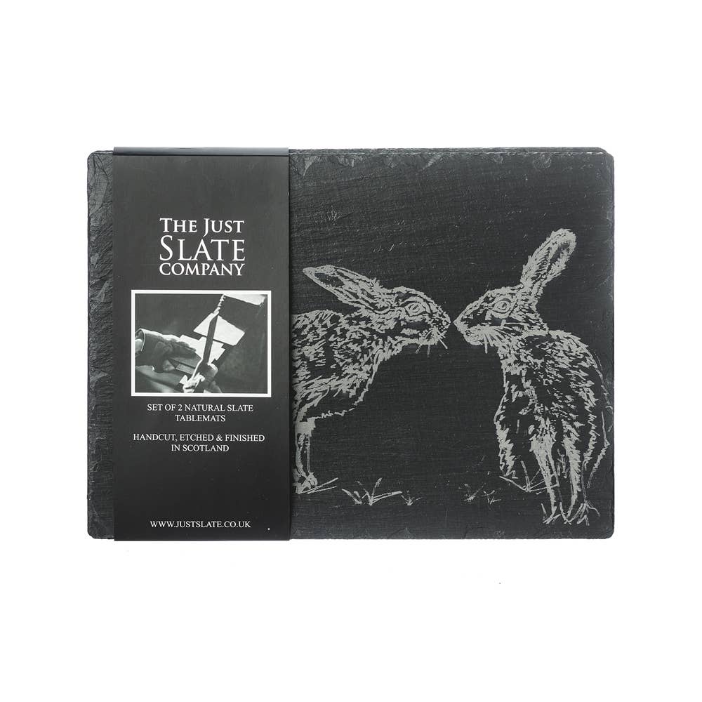 2 Kissing Hares Slate Place Mats-0