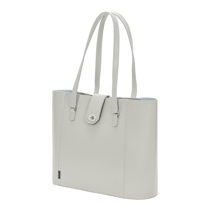 Handmade Leather Twist Lock Shopper - Ghost-1