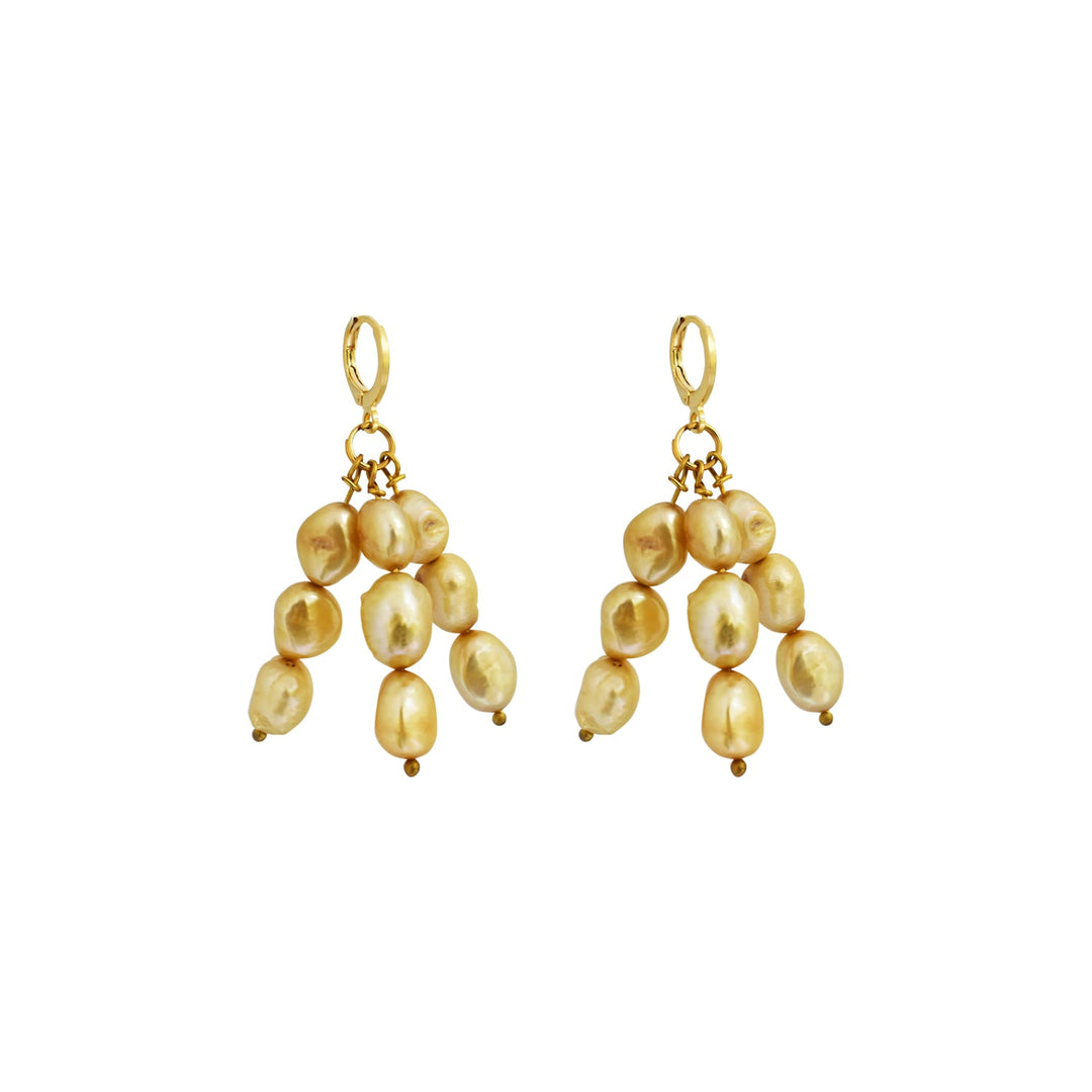 Gold freshwater pearl earrings | by Ifemi Jewels-0