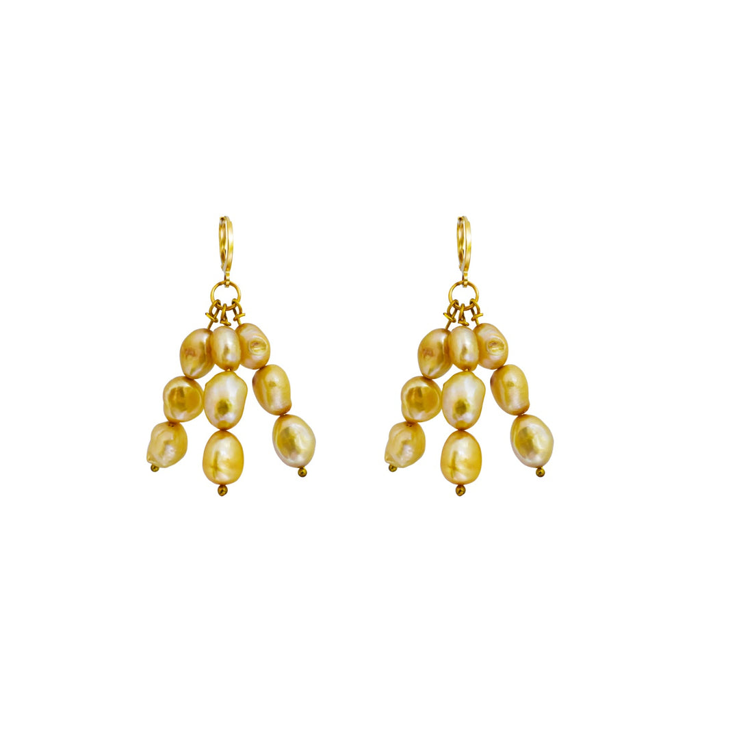 Gold freshwater pearl earrings | by Ifemi Jewels-2