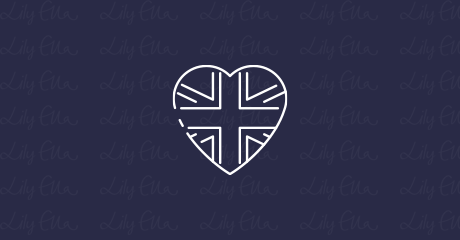 Lily Ella Collection brand logo with heart-shaped Union Jack on dark navy background.