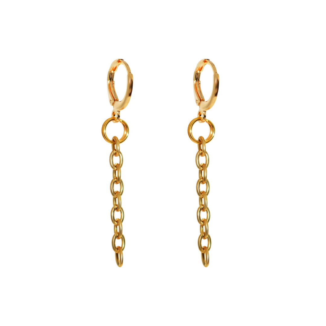 Minimalist Long Chain Huggie Drop Earrings | by Ifemi Jewels-0