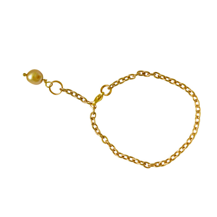 Gold freshwater pearl adjustable bracelet or anklet on gold plated chain | by Ifemi Jewels-2