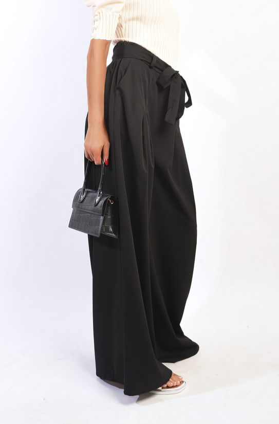 High Waist Belted Wide Leg Trouser-7