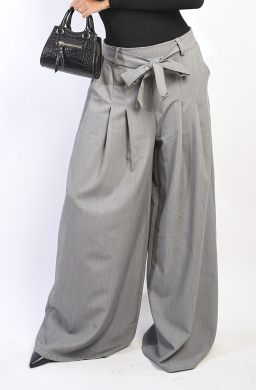 High Waist Belted Wide Leg Trouser-4