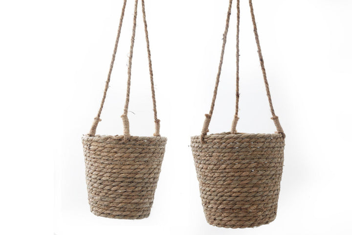 Set of Two Rush Grass Hanging Planters-0