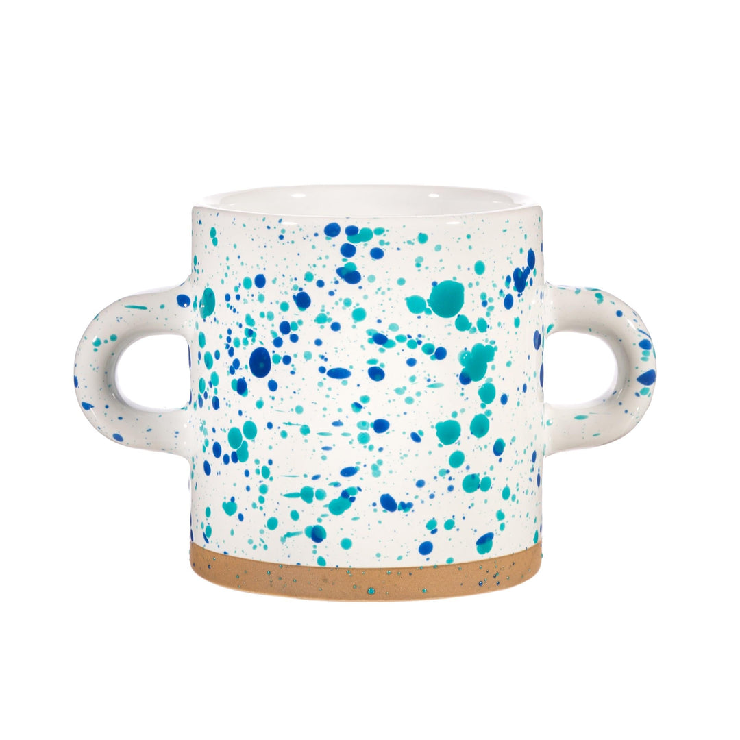 Turquoise and Blue Splatterware Planter-0