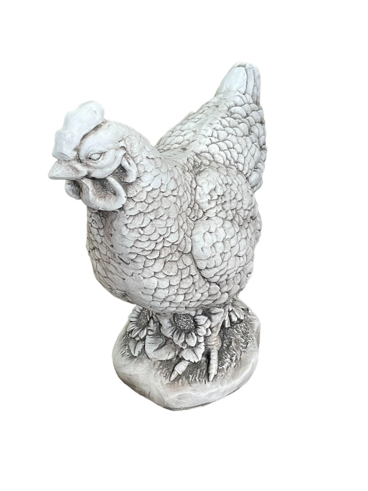 Stone Effect White Hen Statue-1