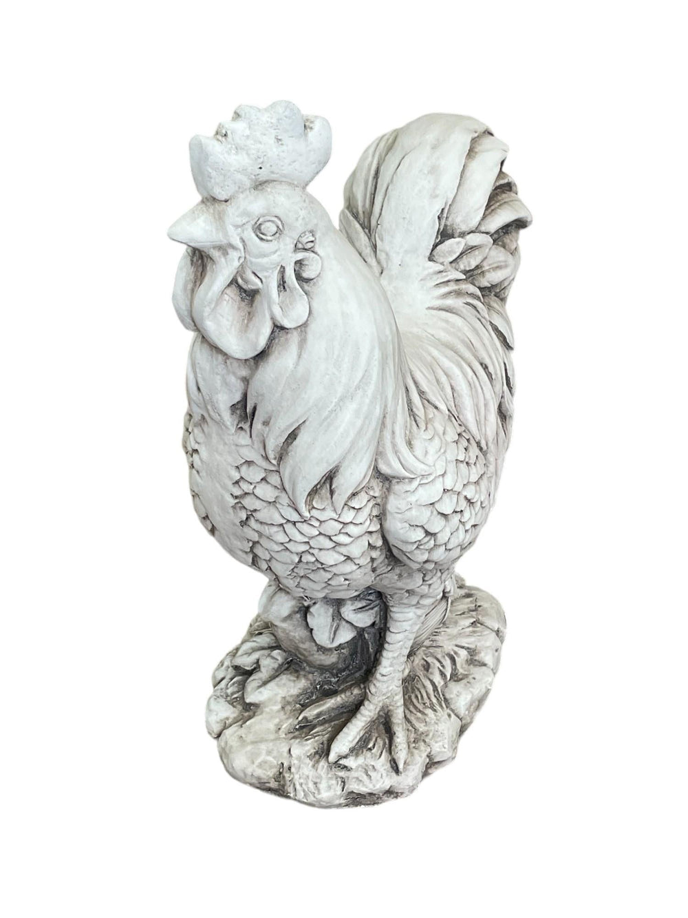 Stone Effect White Cockerel Statue-1