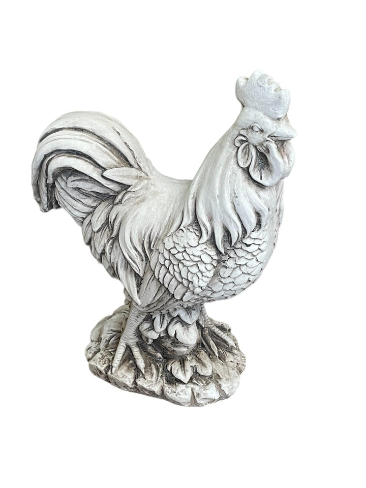 Stone Effect White Cockerel Statue-2